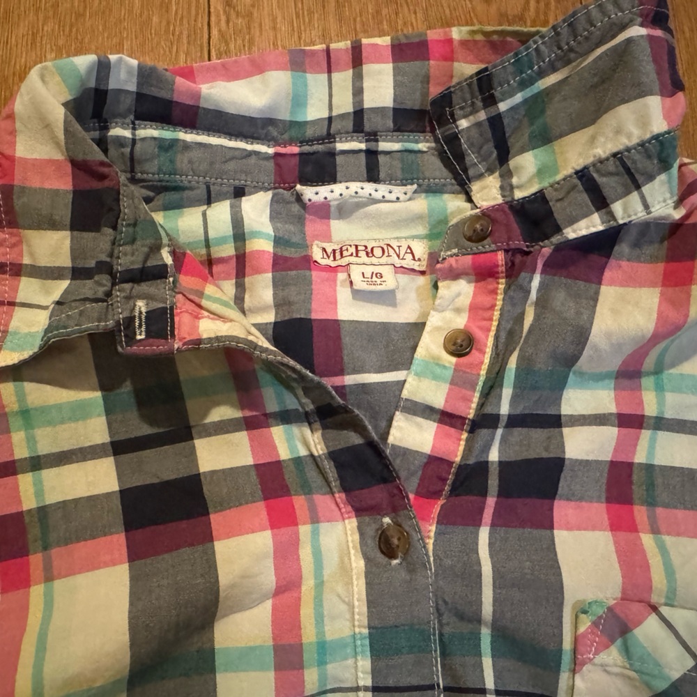 Merona Multicolor Plaid Button Down Shirt - Picture 2 of 5